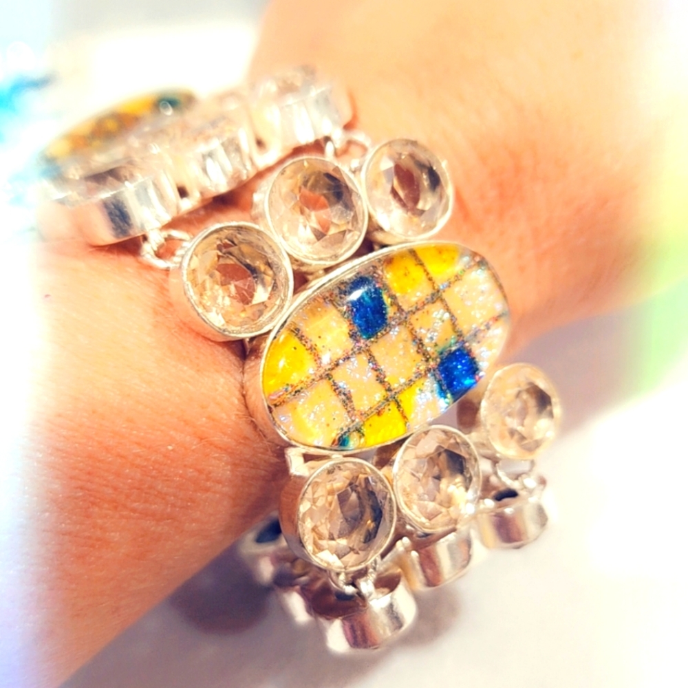 Opal Like Gemstone Bracelet, Layered Multi Stone Bracelet